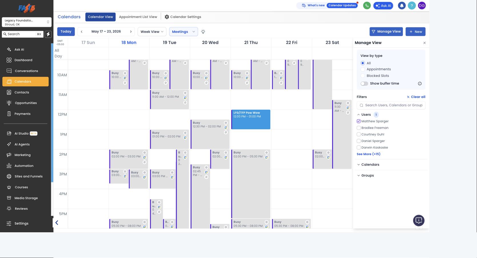 Fast5CRMPro Calendar
